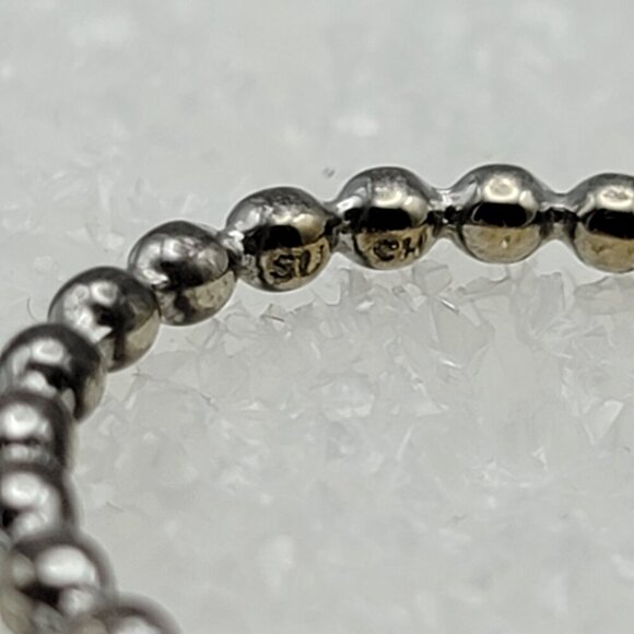 Vintage SU CH 925 Sterling Silver Ball Bead Ring Band Size 8.25 - Picture 4 of 6